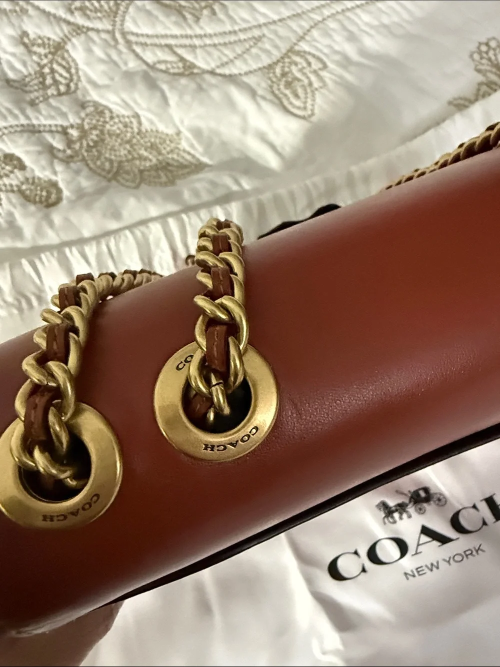 NWT Coach Shoulder Bag in Deep brown with Gold Hardware